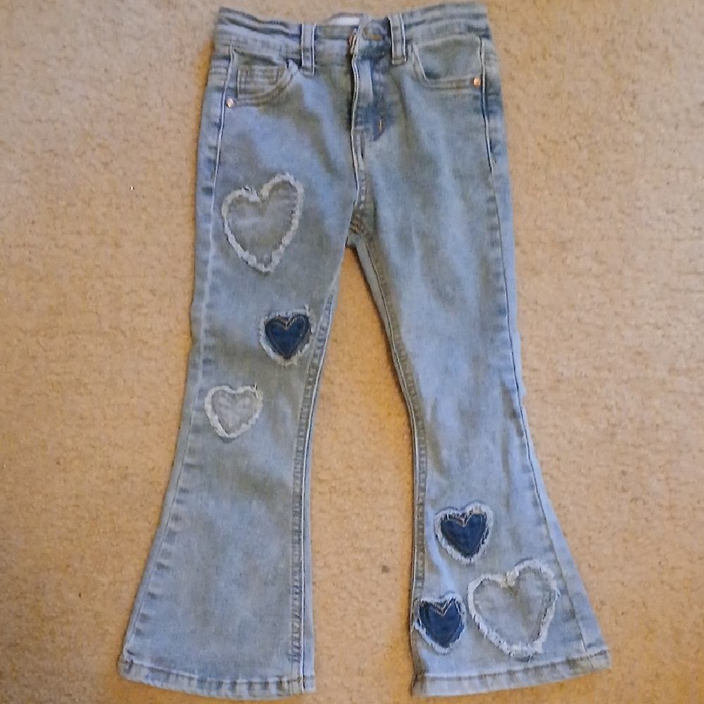 Heart-Embellished Flare Women's Jeans